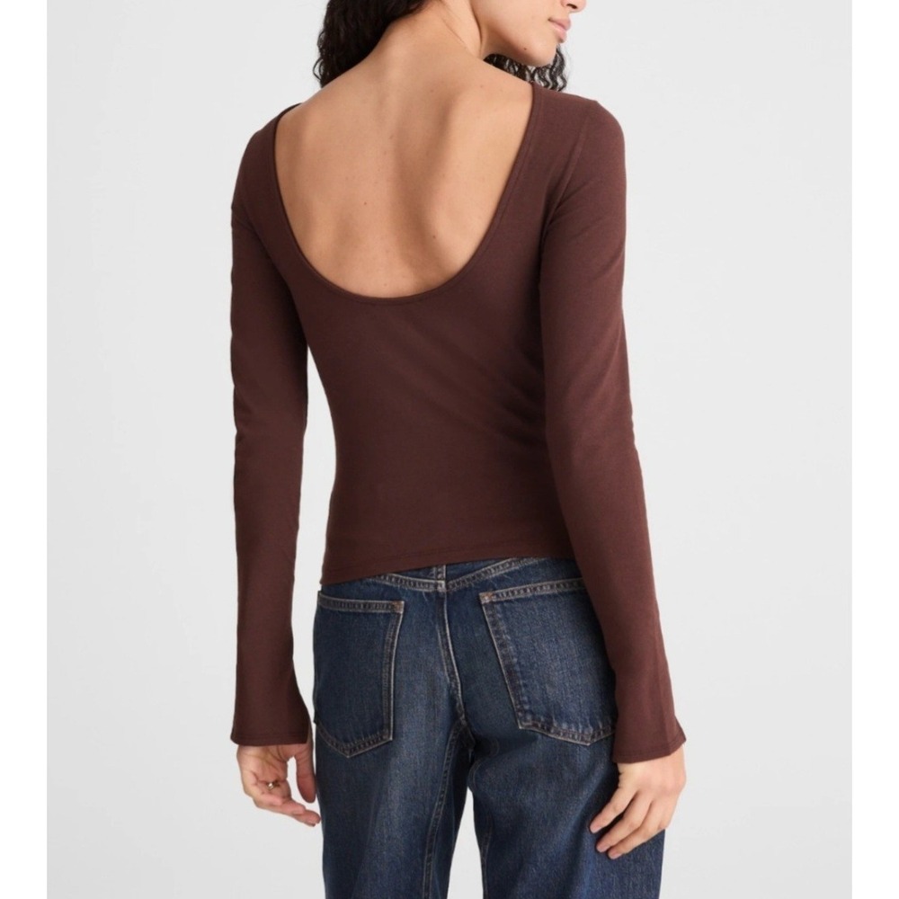 Madewell Top Womens Size Medium Scoop Back Classic Ballet Chocolate Brown NWT